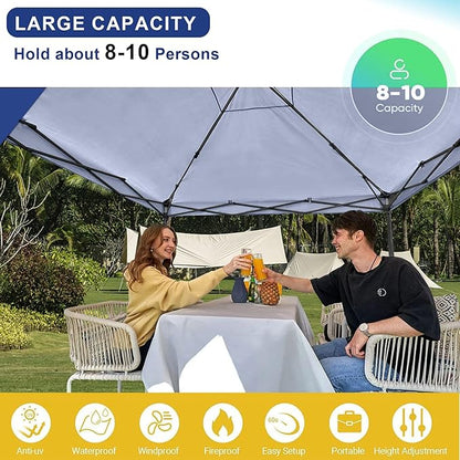 KAMPKEEPER 10x10 Pop Up Canopy Tent with 2 Sidewalls - Waterproof Outdoor Shelter for Sun Shade, Camping, Beach, Patio and Backyard Events, Navy Blue