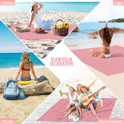 Beach Blanket Waterproof Sandproof 1-7 Adult Oversized 78 '' × 81 '' Lightweight Durable Compact Sand Free Beach Mat for Travel Camping Hiking Picnic Blanket Extra Large