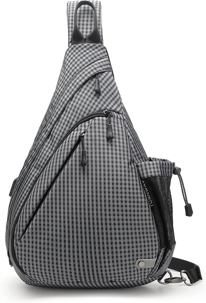 Water-Proof Sling bag/Crossbody Backpack/Shoulder Bag with USB Charging Port for Travel, Hiking, Cycling, Camping