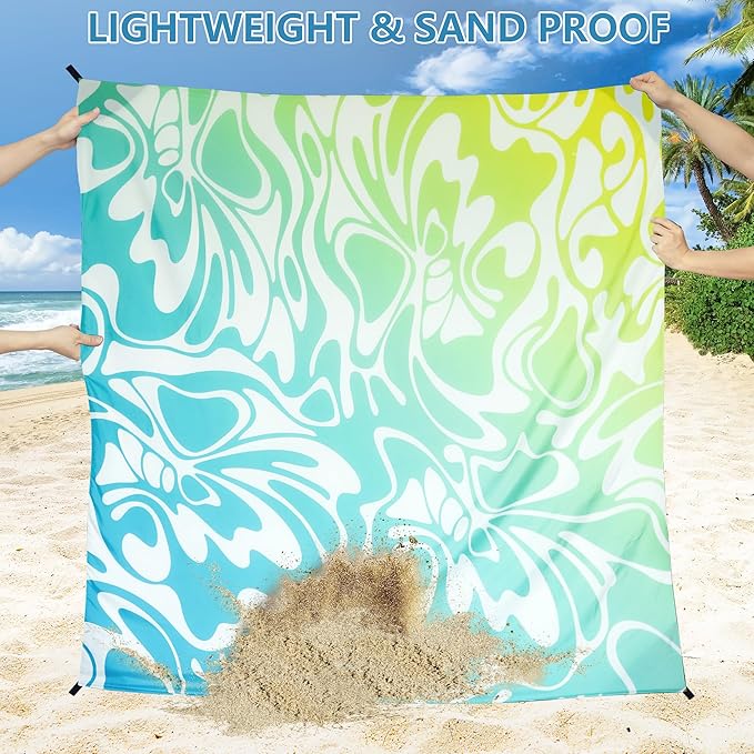 Beach Blanket Waterproof Sandproof Beach Mat 79" X 83" /10'x9'for 2-8 Adults Quick Drying Outdoor Picnic Mat Beach Accessories for Travel, Camping, Hiking