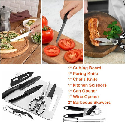 aiGear Camping Kitchen Utensil Set 27 Piece Portable Cookware Kit for BBQs, Outdoor Cooking, Picnics, and Adventures Camping Cookware Kitchenware Storage