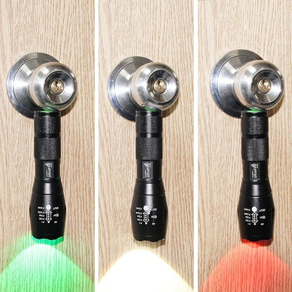 ULTRAFIRE 2 Pack A100 LED Hunting Flashlight,800 Lumen 3-Color-Light Tactical Flashlight 5 Modes Zoomable Small LED Hand held Flashlights (White Light/RED Light/Green Light)