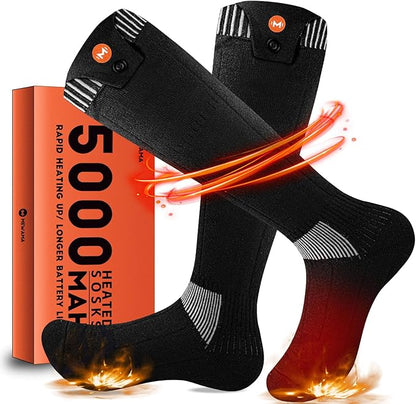Heated Socks for Men Women, MewaMaA Battery Heated Socks Rechargeable Washable, Electric Socks Foot Warmer for Hiking Biking Camping Skiing Hunting Outdoor Work, Heating Socks Warm Socks