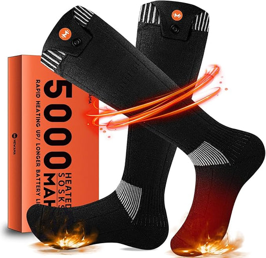 Heated Socks for Men Women, MewaMaA Battery Heated Socks Rechargeable Washable, Electric Socks Foot Warmer for Hiking Biking Camping Skiing Hunting Outdoor Work, Heating Socks Warm Socks