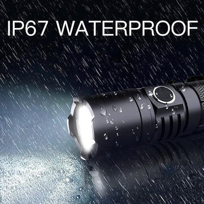 High Power LED Flashlight USB C Rechargeable, 1600 Lumen Tactical Flashlight IP65 Waterproof Handheld Flashlight for Emergency,Police Law Enforcement,Hunting,Camping,Hiking