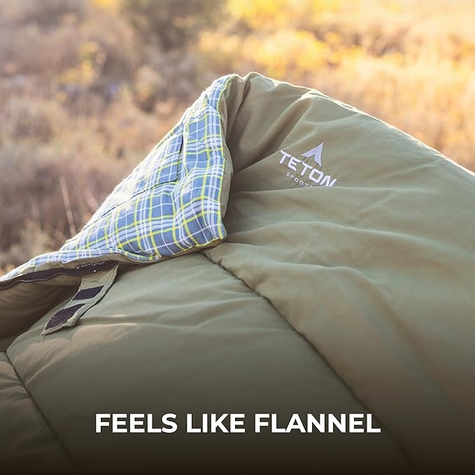 Teton Evergreen Sleeping Bag – Spacious Fit and Cozy Warmth for Adults – Options for Camping in Any Weather