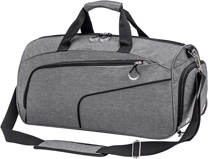 Kuston Sports Gym Bag with Shoes Compartment &Wet Pocket Gym Duffel Bag Overnight Bag for Men and Women