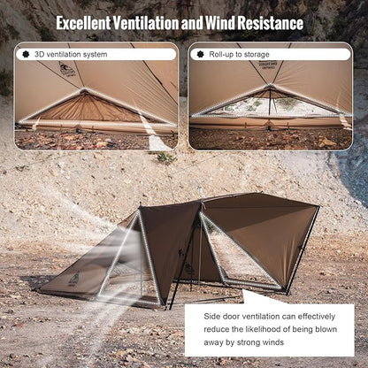OneTigris Platoon Camping Tent, Waterproof Windproof Versatile Bushcraft Shelter for Outdoors Survival Travel Beach Truck Bikepacking