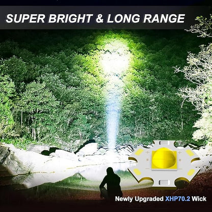 High Lumens LED Flashlights Rechargeable, Super Bright Flashlight, Powerful Tactical Flashlights, Waterproof Handheld Flash Light with 5 Modes, Zoomable, Power Display for Camping Emergencies