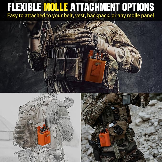 IronSeals 2 Pack Tactical Molle Adjustable Interphone Storage Bag Outdoor Sports Radio Pouch for Two Ways Walkie-talkie