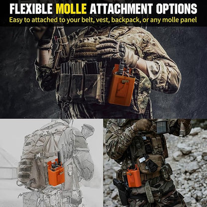 IronSeals 2 Pack Tactical Molle Adjustable Interphone Storage Bag Outdoor Sports Radio Pouch for Two Ways Walkie-talkie
