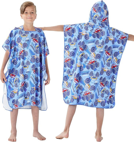 YINHANG Kids Changing Poncho Swim Robe for Girls Boys, Quick Dry Microfiber Hooded Beach Bath Towel Pool Surf Poncho for Swimming, Surfing, Travelling, Camping