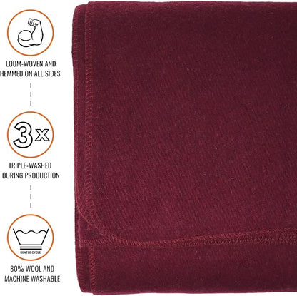 Arcturus Military Wool Blanket - Warm, Thick, Washable - Great for Outdoors, Camping, Stadium Blanket, Picnics, Travel - Car & Bushcraft Survival Kits