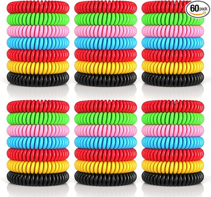 60 Pack Mosquito Repellent Bracelets, DEET-Free Mosquito Bands for Adults & Kids, Individually Wrapped Repellent Wristbands, Camping Travel Beach Essentials