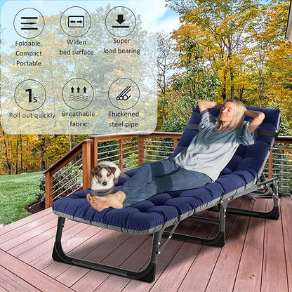 ABORON 2PK Folding Camping Cot for Adults, Heavy Duty 3-in-1 Bed for Guest Sleeping, Adjustable Double-Layer 1200D with Mattress & Carrying Bag for Home, Office, Vacation, Hospital Use