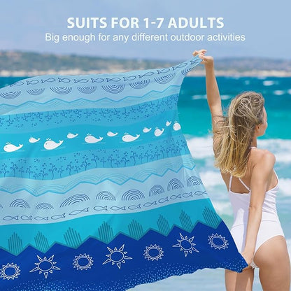 BYDOLL Beach Blanket 78''X81'' 4-7 Adults Oversized Lightweight Waterproof Sandproof Blanket for Beach Large Picnic Mat Travel Camping