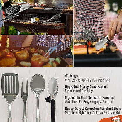 BOMKI Grilling and Camping Cooking Utensils Set for The Outdoors BBQ - Camping Utensil Set Camping Kitchen Set Cookware Accessories Camping Essentials Camping Stuff Camp Cooking Set (Blue Pro)