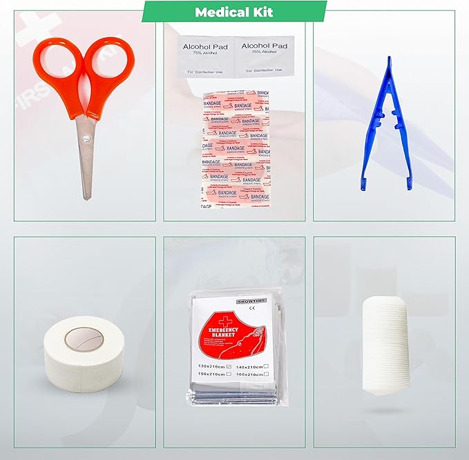 Survival Kit and First Aid Kit - Survival Gear and Equipment – Bug Out Bag Survival Kit - Camping Accessories with Axe, Shovel, Knife – Camping Gear – Camping Outdoor - Survival Gear