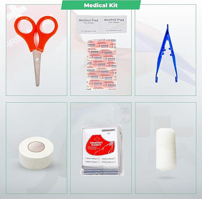 Survival Kit and First Aid Kit - Survival Gear and Equipment – Bug Out Bag Survival Kit - Camping Accessories with Axe, Shovel, Knife – Camping Gear – Camping Outdoor - Survival Gear