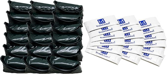 Adventurer Resealable Disposable Urinal for All Genders, Adults, and Children (18 Pack) Designed for Emergencies, Travel, Camping, Long Car Rides, and More - 28oz/800ml Capacity (TJ1C)
