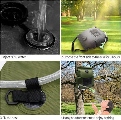 Solar Shower Bag, 1/2/4 Pack 5 Gallons/20L Camping Shower Bag, Portable Shower Bag with Removable Hose and On-Off Switchable Shower Head for Camping Beach Swimming Outdoor Traveling Hiking