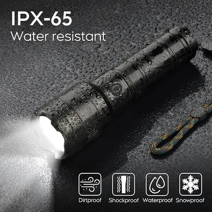 2 Pack TH10 LED Flashlight, Super Bright 1300 Lumens Tactical Flashlights Torch, Waterproof Handheld Flashlight for Camping Outdoor Home Emergency