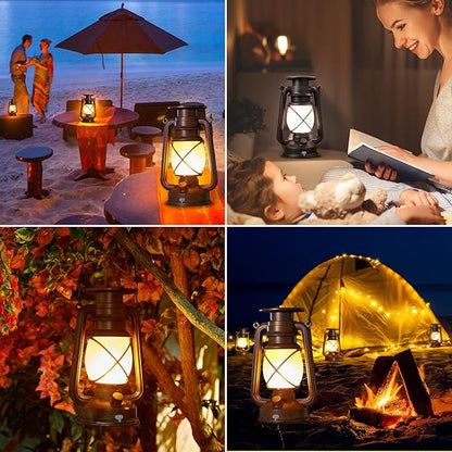 KOOPER Solar Lantern Outdoor Lights, Vintage Flickering Flame Solar Lanterns Lights Outdoor Waterproof, Hanging Outdoor Solar Lanterns Lights, Rechargeable Lantern for Yard Garden Table Decor 2 Pack
