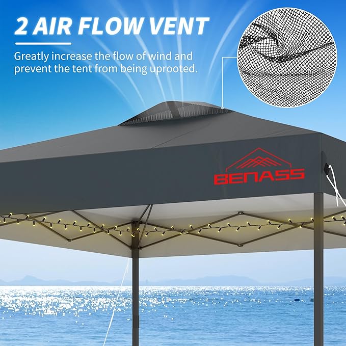10x10 Pop Up Canopy with Sidewalls, Easy Up Canopy Tent, Heavy Duty Tents for Parties, One Person Set Up Event Tent, Grey
