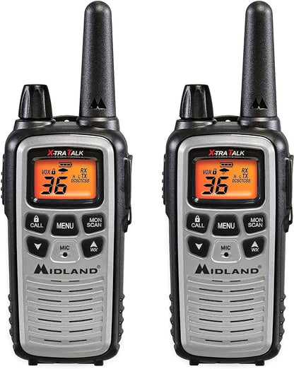 Midland – LXT600VP4 Portable Two-Way Radio – Pair of LXT600 FRS Radios with Headset Family Radio Walkie-Talkie – NOAA Weather Alert- Deli Cafes and Restaurants – Up to 30 Mile Range 2 Pack