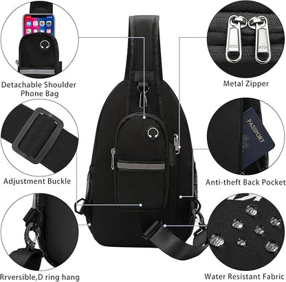 Sling Backpack Crossbody Sling Bag for Women Men Multipurpose Travel Essentials Hiking Chest Bag Daypack