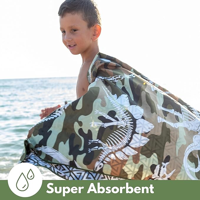 ECCOSOPHY Microfiber Kids Beach Towels & Pouch 60"x30" for Girls & Boys - Quick Dry Pool Towels - Sand Free Beach Blanket for Travel - Camping - Vacation - Toallas Playas
