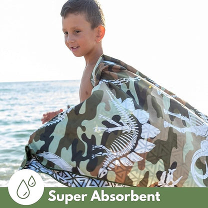 ECCOSOPHY Microfiber Kids Beach Towels & Pouch 60"x30" for Girls & Boys - Quick Dry Pool Towels - Sand Free Beach Blanket for Travel - Camping - Vacation - Toallas Playas