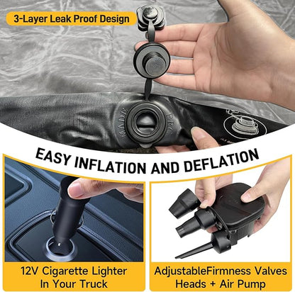 Umbrauto Air Mattress for 5-5.8 ft Full-Size Short Truck Beds, Inflatable Truck Tent Airbed with Pump, Pickup Camper Air Bed for Camping
