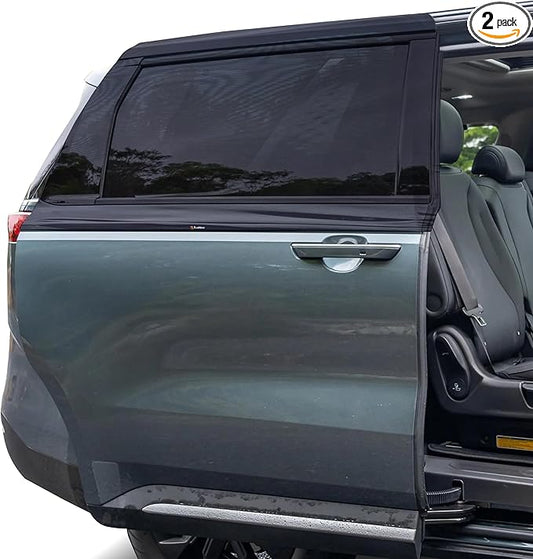 EcoNour Car Window Sun Shades for MPV & Minivan Sliding Door Rear Windows | Elastic Mesh Sunshade for Baby & Passenger Comfort | Car Window Accessories | 2 Pack Side Window Shades