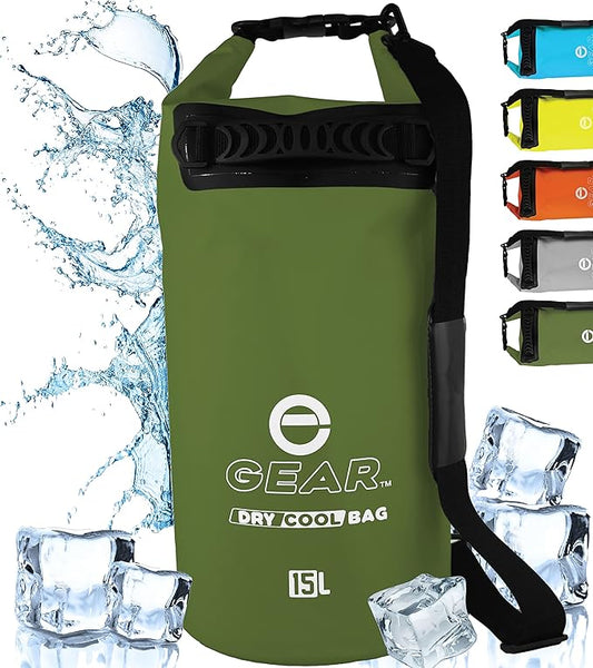 Dry Bag Floating Cooler - Roll Top Insulated Backpack – Portable, Collapsible, Waterproof with Padded Shoulder Strap - Perfect for Kayaking Fishing Beach Hiking -15L