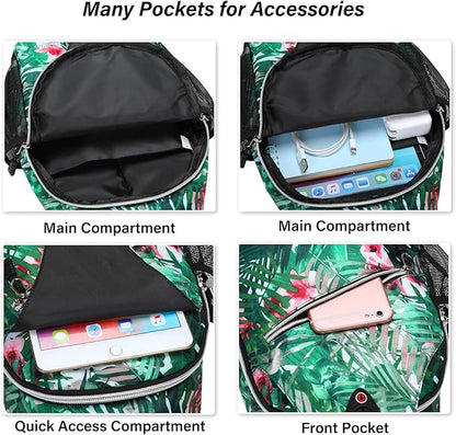 MOSISO Sling Backpack,Travel Hiking Daypack Pattern Rope Crossbody Shoulder Bag, Palm Leaf Flower