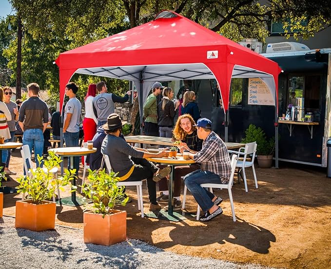 ABCCANOPY Outdoor Pop up Canopy Tent, 10x10 Instant Portable Canopy for Camping, Beach, Backyard, Red