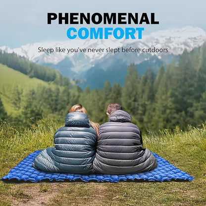 POWERLIX Double Sleeping Pad - Ultralight 2 Person Camping Mattress for Backpacking, Hiking, Compact Inflatable Sleeping Mat, Easy to Inflate Portable Camping Pad Air Mattress