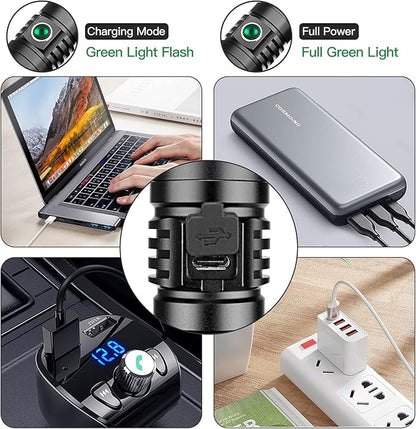 High Power LED Flashlight USB C Rechargeable, 1600 Lumen Tactical Flashlight IP65 Waterproof Handheld Flashlight for Emergency,Police Law Enforcement,Hunting,Camping,Hiking