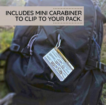 Outdoor Knots - Waterproof Knot Tying Cards with Mini Carabiner - Includes 22 Rope Knots for Camping, Backpacking, & Scouting Scenarios
