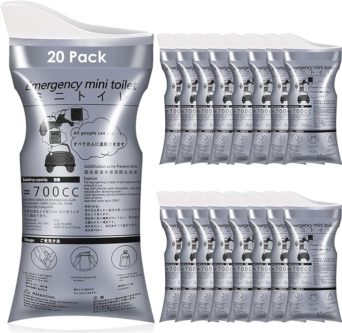 Disposable Urine Bags, 12/20 Pack Pee Bags for Travel for Women Men, Emergency Toilet Pee Bags, Portable Urinal Bag Vomit Bag for Traffic Jams, Camping, Hiking, Pregnant, Patient, Kids