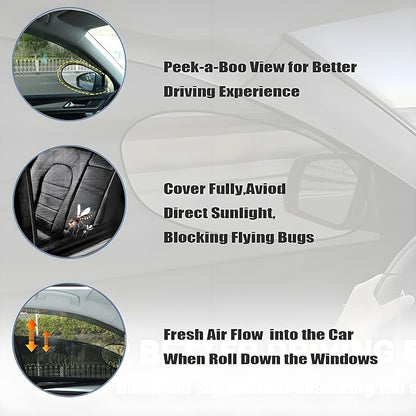 [2025] Car Window Screen for Chevrolet Silverado1500 2019-2025 Large Pickup SUV Camping 4 Pcs Car Window Shades Bug Mosquito Net,Breathable Mesh Netting UV Protector for Front and Rear Side Window