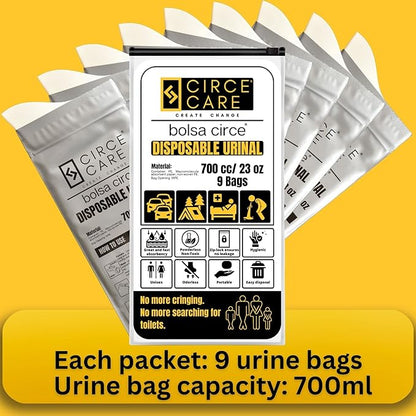 Bolsa Circe Disposable Urine Bags 9/18pcs Resealable, Portable Travel Disposable Urinal bags for men women kids- Camping Pee Bags,Emergency Toilet and Vomit Bag for Car Sickness Traffic Jam and Travel