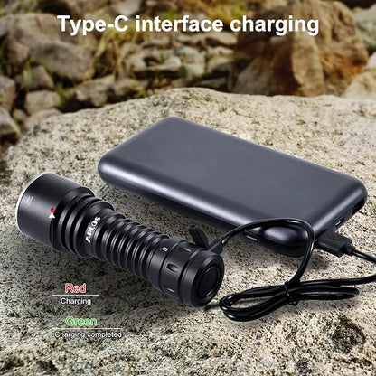 APLOS T04 LED Tactical Flashlight - 1600 Lumen Powerful Emergency Flashlights, 7 Modes IP68 Waterproof Rechargeable Flashlight for Camping Hiking Walking