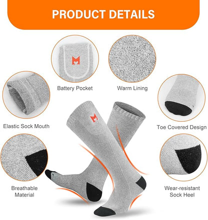 Heated Socks for Men Women, Battery Heated Socks, Electric Heated Socks for Camping Fishing Cycling Skiing Skating Hunting Hiking