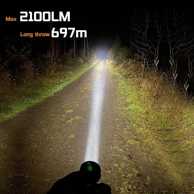 77outdoor Rechargeable Flashlight, Sofirn IF22A 2100 High Lumen 690m Max Powerful Thrower Flashlight with SFT-40 LED, TIR Lens, Discharge Output for Hiking (Black)