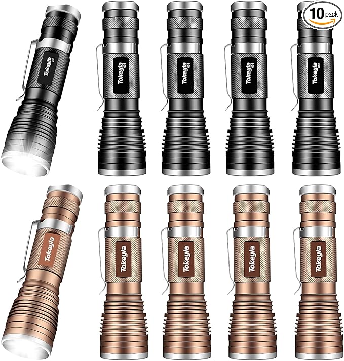 LED Tactical Flashlight Bright,3Modes High Lumens,Zoomable,Everyday Small Flashlights Powerful for Camping Accessory,Emergency,Only Flashlights(10 Pack)