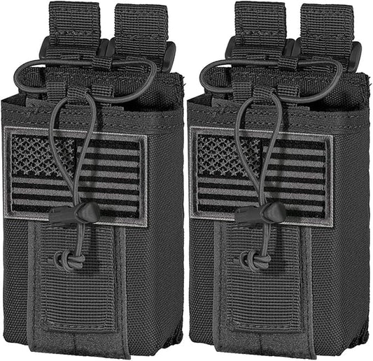 IronSeals 2 Pack Tactical Molle Adjustable Interphone Storage Bag Outdoor Sports Radio Pouch for Two Ways Walkie-talkie
