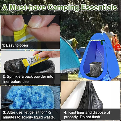 AOKE Portable Toilet Absorbent Gel Powder - 25 Pack Poo Deodorizing Treatment for Outdoor Camping and Hiking