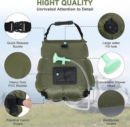 SYITCUN Camping Shower Bag 5 Gallon,1/2/4 Pack Portable Solar Shower Bag,Camping Shower Kit with Hose,On-Off Switchable Head for Beach,Swimming,Travel,Hiking